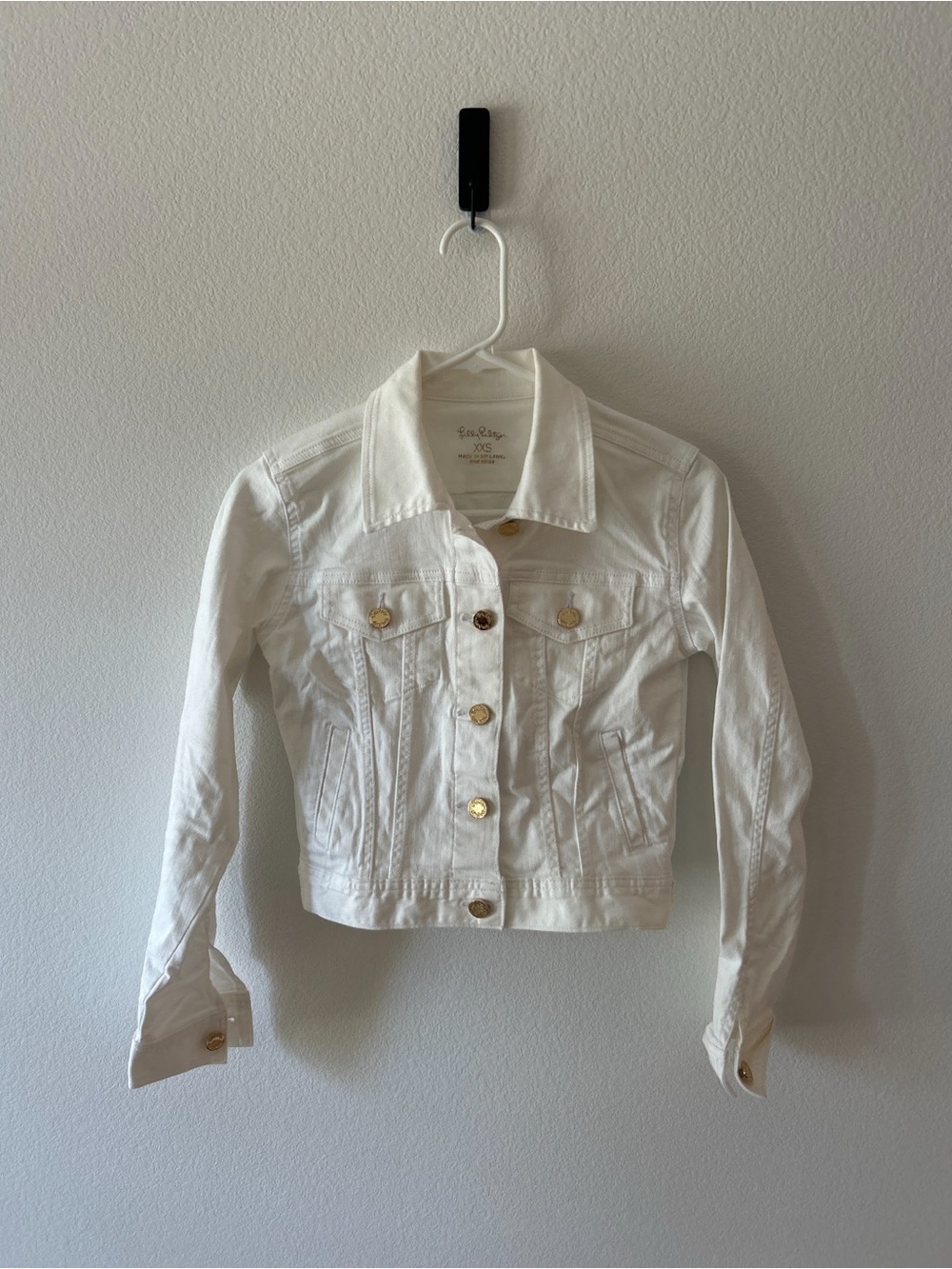 Lilly Pulitzer White Denim Jacket with Gold Buttons